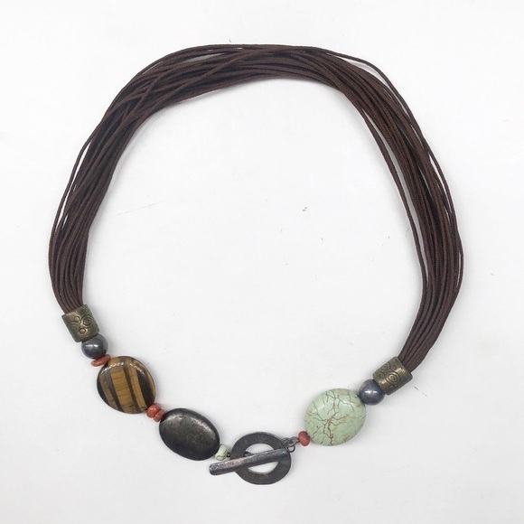 Brown rope beaded necklace - Picture 1 of 5